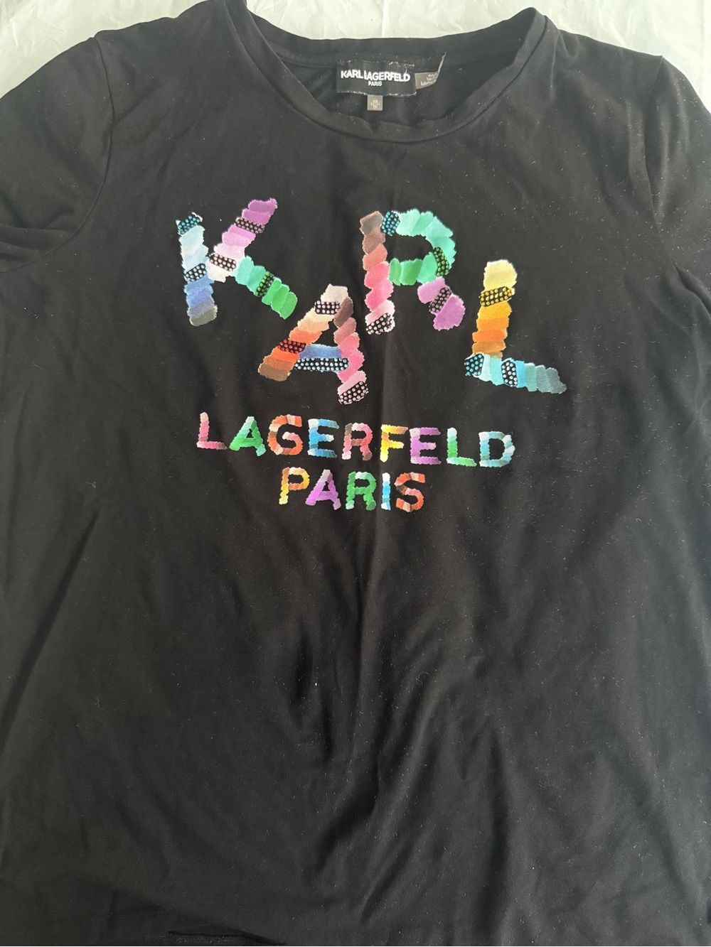 Karl Lagerfeld Black Tee with Rainbow Logo